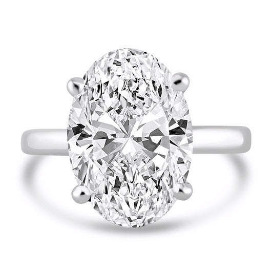 14k White Gold 5.00ct Lab Grown Oval Diamond Solitaire Engagement Ring