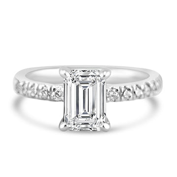 14k White Gold 1.50ct Lab Grown Emerald Diamond Engagement Ring