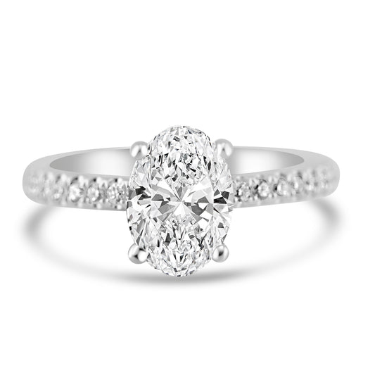 14k White Gold 1.50ct Lab Grown Oval Diamond Invisible Halo Engagement Ring