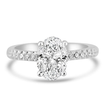 14k White Gold 1.50ct Lab Grown Oval Diamond Engagement Ring