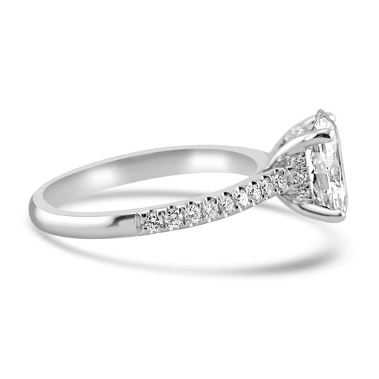 14k White Gold 1.50ct Lab Grown Oval Diamond Invisible Halo Engagement Ring