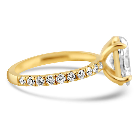 14k Yellow Gold 2.25ct Lab Grown Oval Diamond Band Engagement Ring
