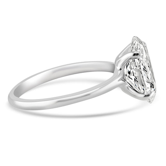 14k White Gold 3.20ct Lab Grown Oval Diamond Solitaire Engagement Ring