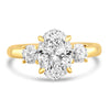 14k Yellow Gold 3.50ctw Three Stone Lab Grown Oval Diamond Engagement Ring