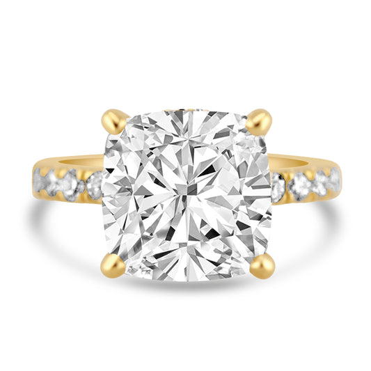 14k Yellow Gold 3.80ct Lab Grown Cushion Diamond Invisible Halo Engagement Ring