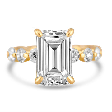 14k Yellow Gold 4.00ct Lab Grown Emerald Diamond Band Engagement Ring