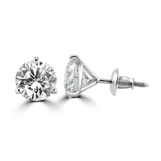 14k White Gold 3.60ctw Lab Grown Round Diamond Stud Earrings