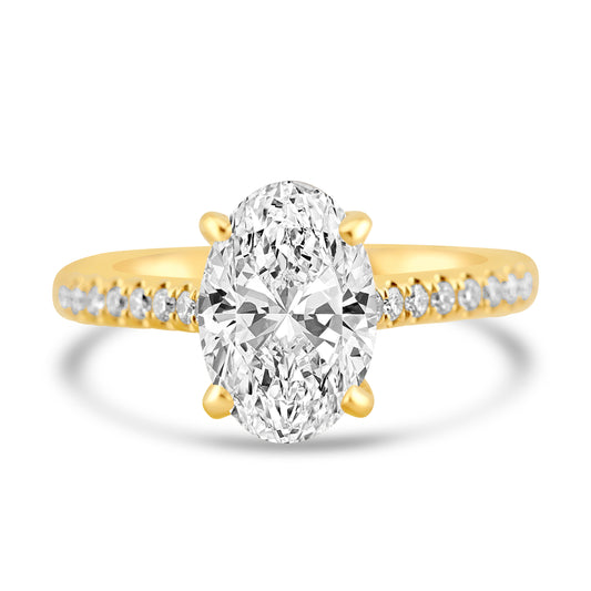 14k Yellow Gold 2.00ct Lab Grown Oval Diamond Invisible Halo Engagement Ring