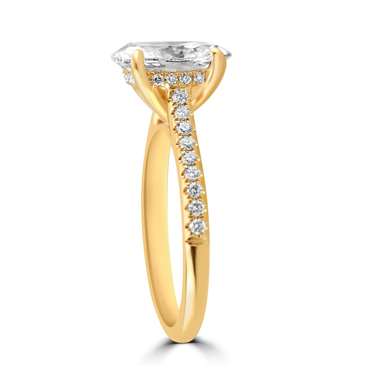 14k Yellow Gold 2.00ct Lab Grown Oval Diamond Invisible Halo Engagement Ring