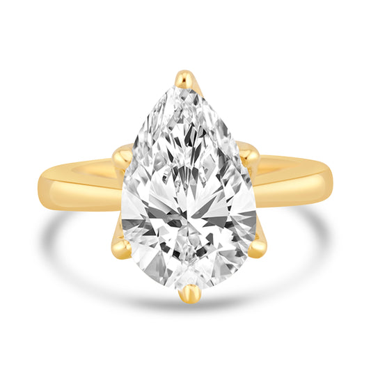 14k Yellow Gold 3.70ct Lab Grown Pear Diamond Solitaire Engagement Ring