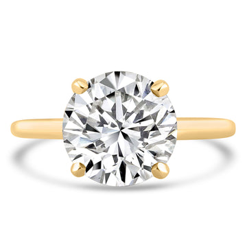 14k Yellow Gold 3.50ct Lab Grown Round Diamond Invisible Halo Solitaire Engagement Ring