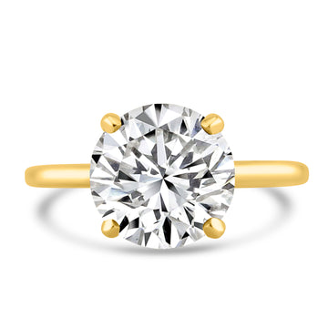 14k Yellow Gold 3.00ct Lab Grown Round Diamond Invisible Halo Solitaire Engagement Ring