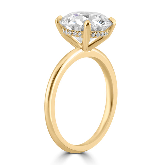 14k Yellow Gold 3.50ct Lab Grown Round Diamond Invisible Halo Solitaire Engagement Ring