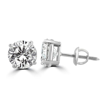 14k White Gold 3.70ctw Lab Grown Round Diamond Stud Earrings