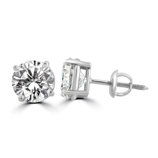 14k White Gold 3.70ctw Lab Grown Round Diamond Stud Earrings