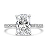 14k White Gold 3.00ct Lab Grown Elongated Cushion Invisible Halo Diamond Band Engagement Ring