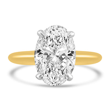 14k Yellow Gold 3.50ct Lab Grown Oval Diamond Solitaire Engagement Ring