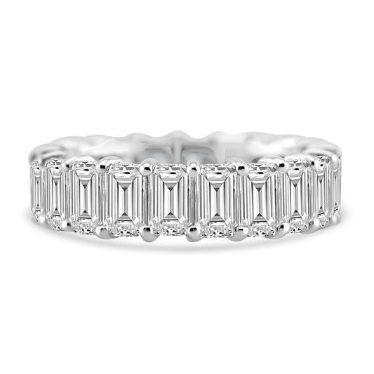 14k White Gold Lab Grown Emerald Diamond Eternity Band 6.00ctw