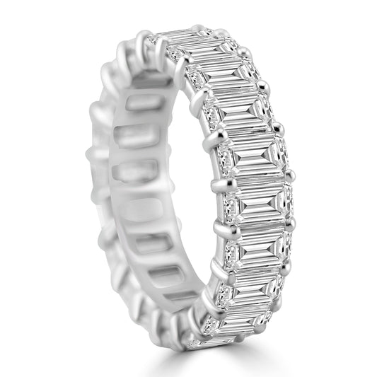 14k White Gold Lab Grown Emerald Diamond Eternity Band 6.00ctw