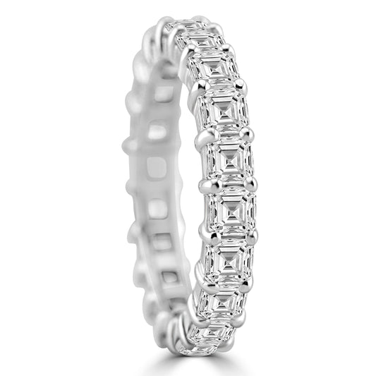 14k White Gold Lab Grown Princess Diamond Eternity Band 3.50ctw