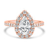14k Rose Gold 1.10ct Lab Grown Pear Diamond Halo Engagement Ring