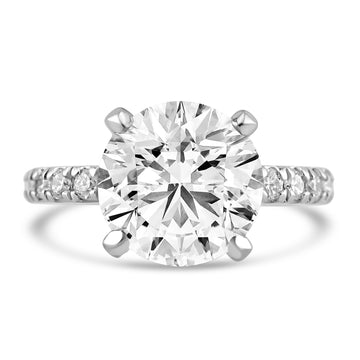 14k White Gold 3.20ct Lab Grown Round Diamond Invisible Halo Engagement Ring