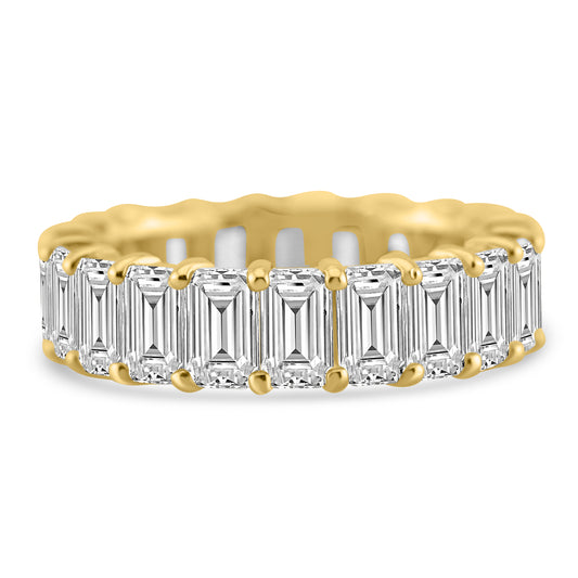 14k Yellow Gold Lab Grown Emerald Diamond Eternity Band 6.00ctw