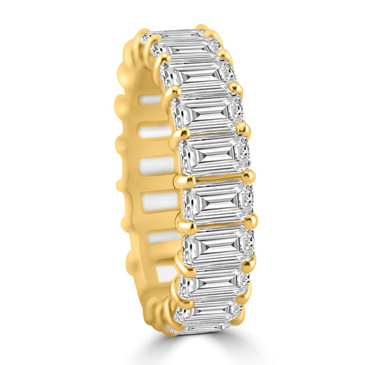 14k Yellow Gold Lab Grown Emerald Diamond Eternity Band 6.00ctw