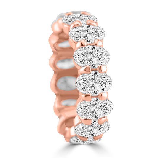 14k Rose Gold Lab Grown Oval Diamond Eternity Band 7.00ctw