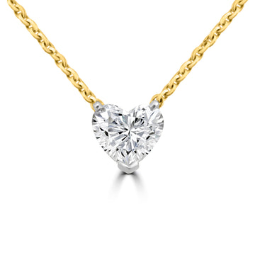 14k Yellow Gold 1.50ct Lab Grown Heart Diamond Solitaire Necklace