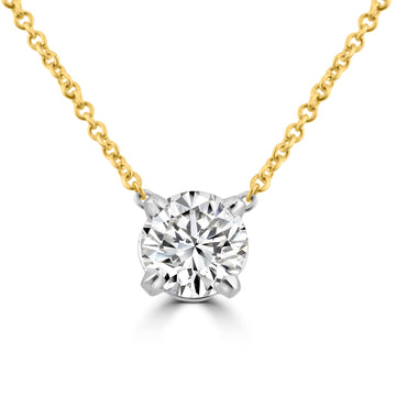 14k Yellow Gold 1.35ct Lab Grown Round Diamond Solitaire Necklace