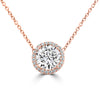 14k Rose Gold 1.85ct Lab Grown Round Diamond Halo Necklace