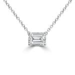 14k White Gold 1.50ct Lab Grown Emerald Diamond Solitaire Necklace