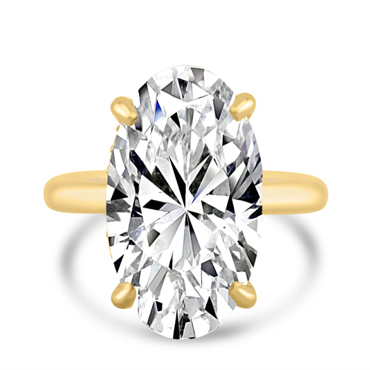 18k Yellow Gold 7.00ct Lab Grown Moval Diamond Invisible Halo Solitaire Engagement Ring