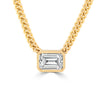 14k Yellow Gold 3.00ct Lab Grown Emerald Diamond Bezel Cuban Link Necklace