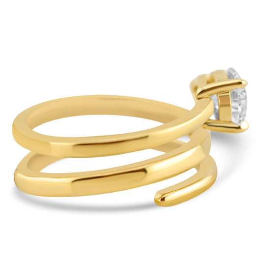 14k Yellow Gold Lab Grown Pear Diamond Wrap Ring 1.00ctw