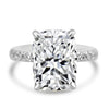 14k White Gold 5.00ct Lab Grown Elongated Cushion Diamond Band Engagement Ring
