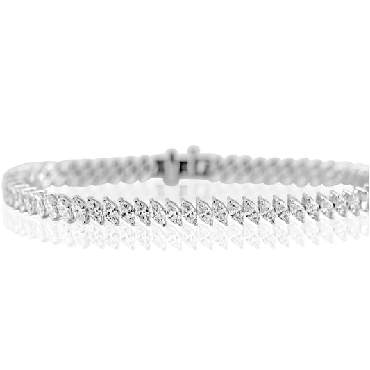 14k White Gold Lab Grown Marquise Diamond Tennis Bracelet 7.25ctw
