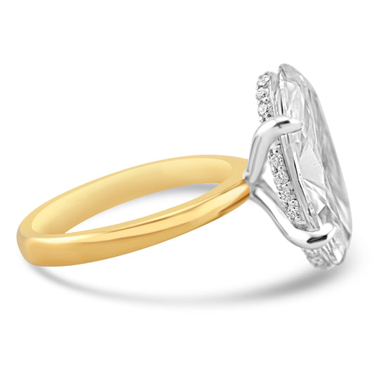 14k Yellow Gold 5.00ct Lab Grown Moval Diamond Invisible Halo Solitaire Engagement Ring