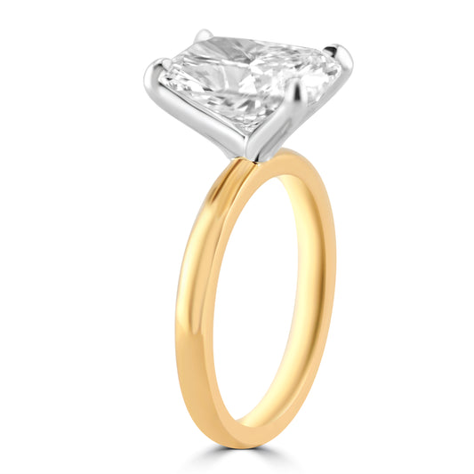14k Yellow Gold 4.50ct Lab Grown Elongated Cushion Diamond Solitaire Engagement Ring