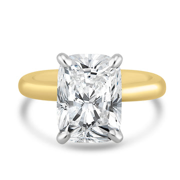14k Yellow Gold 4.50ct Lab Grown Elongated Cushion Diamond Solitaire Engagement Ring