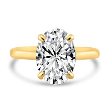 14k Yellow Gold 3.50ct Lab Grown Oval Diamond Solitaire Engagement Ring