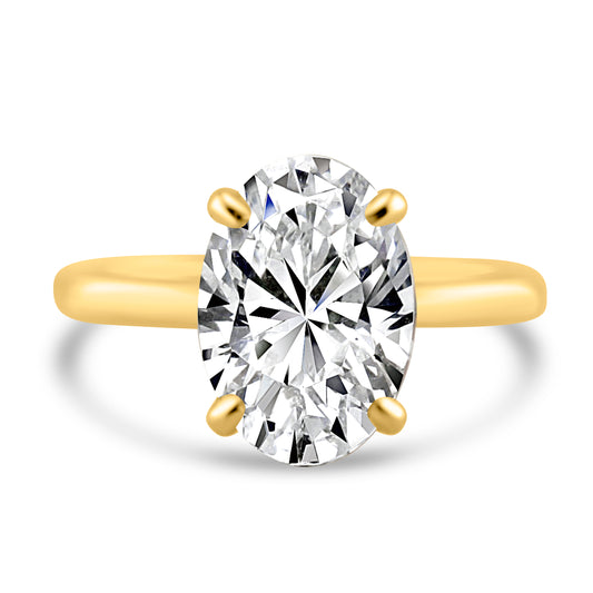 14k Yellow Gold 3.50ct Lab Grown Oval Diamond Solitaire Engagement Ring
