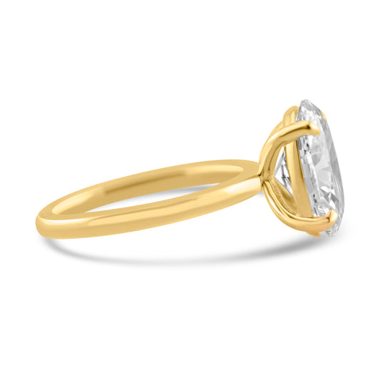 14k Yellow Gold 3.50ct Lab Grown Oval Diamond Solitaire Engagement Ring