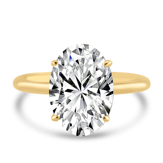 14k Yellow Gold 4.00ct Lab Grown Oval Diamond Solitaire Engagement Ring