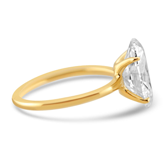 14k Yellow Gold 4.00ct Lab Grown Oval Diamond Solitaire Engagement Ring