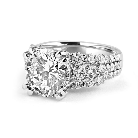 14k White Gold 3.00ct Round Diamond Engagement Ring