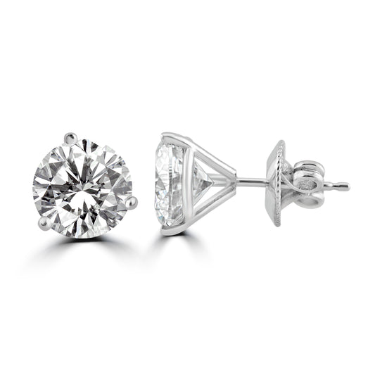 14k White Gold 4.00ctw Lab Grown Round Diamond Stud Earrings