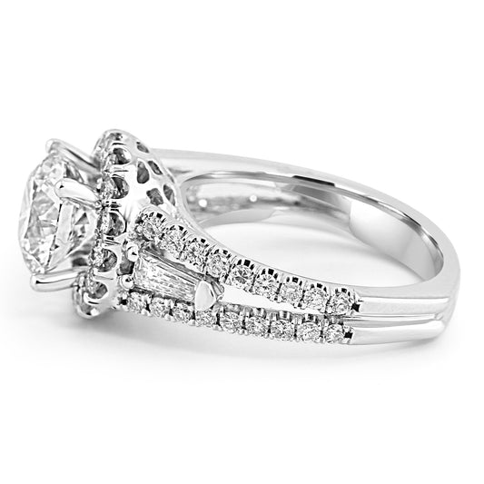 14k White Gold 2.00ct Round Diamond Halo Engagement Ring