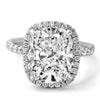 14k White Gold 4.50ct Lab Grown Elongated Cushion Diamond Halo Engagement Ring